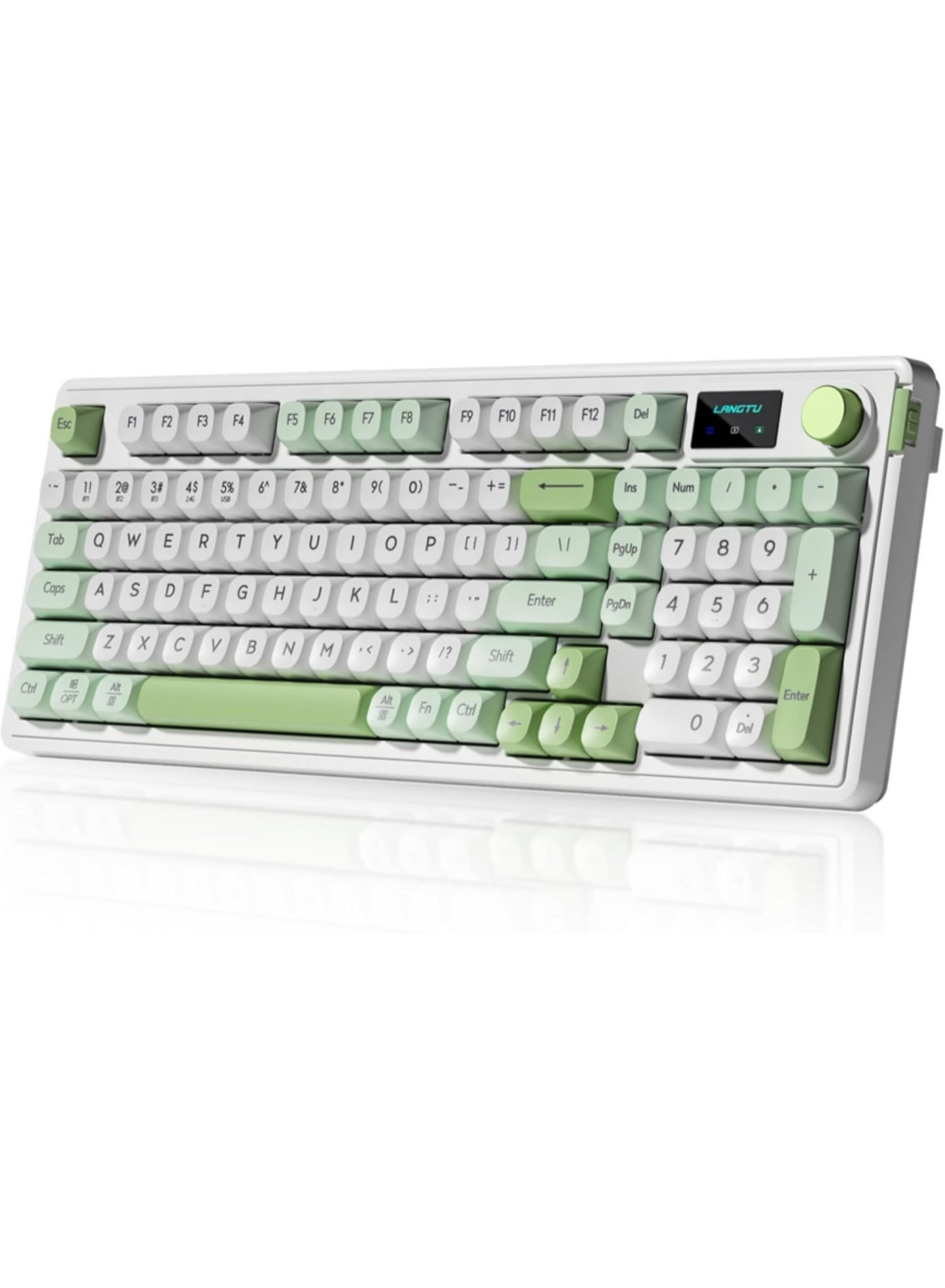 L98 96% Membrane Keyboard,Tri-Mode Connectivity RGB Backlights,Rotary Knob+Screen,Gasket Mounted,Sa Profile Keycaps,98 Keys Software Programmable Gaming Keyboard for MAC/Win (Green)
